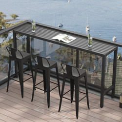 Patio Outdoor Bar Table and Chair Set Balcony Wall-Mounted Long Narrow Table Anti-Corrosion Sun Protection Coffee Shop Outdoor High Table