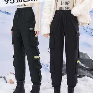 
Workwear down pants for women, goose down outdoor skiing pants, winter cotton pants, 2025 Northeast waterproof snow pants