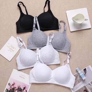
Autumn thin underwear for women without rims for junior high school and high school students girls bra small chest push-up cotton bra