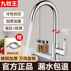 Kitchen All-Copper Faucet with Hot and Cold Water for Sink, Dishwashing Sink, Two-In-One Splash-Proof 304 Stainless Steel Single Cold
