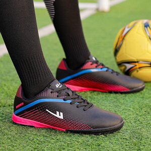 Back force grass football shoes men and women TF broken nail shoes Student competition leather surface waterproof glue base AG short nail training shoes