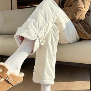 
Down pants women's winter outerwear fashion 2025 new velvet thickened warm plus length large size straight wide legs