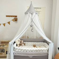 Baby Crib Mosquito Net, Baby Sleeping Light-Blocking Device with Support Rod, Toddler Bed Curtain, Mosquito-Proof, Universal for Children's Splicing Beds