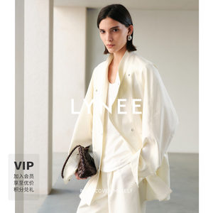 
LYNEE x TORIL[Yunqi] Lapel drawstring jacket/relaxed cropped pants Lyocell white suit