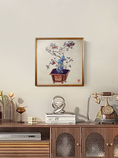 Chinese Style Lychee Bonsai Bronze Sculpture - Hand-Engraved Wall Art