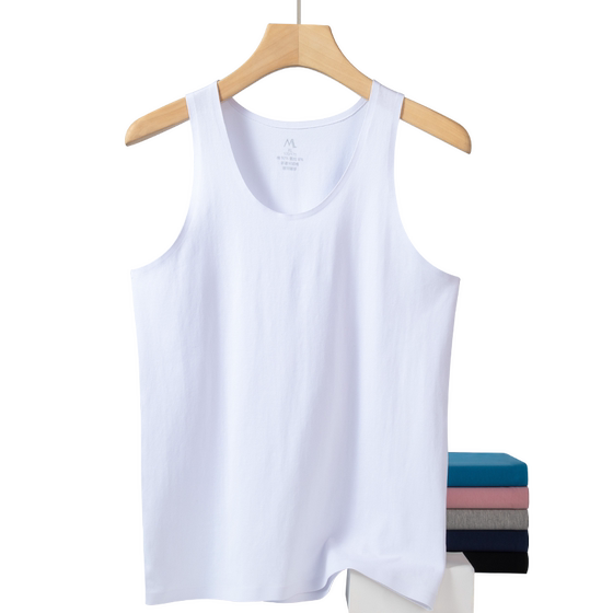 Pure cotton vest men in summer without trace, shoulder, shoulder, gluttonous cotton breathable bottom sweater sports fitness sleeveless T -shirt