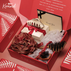 Krramel Boar Bristle Comb New Year's Gift Box Air Cushion Comb Birthday Gift for Girls Engagement Wedding Gift Massage Comb