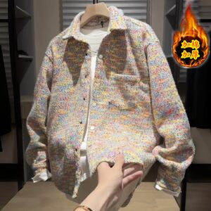 
Autumn new style small fragrant braided lapel jacket men's trendy brand fashion loose and versatile casual long-sleeved tops