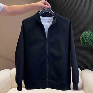 
Spring and Autumn Trendy Knitted Stand Collar Casual Jacket Men's High-end Sexy Fashionable Loose Sports Versatile Jacket