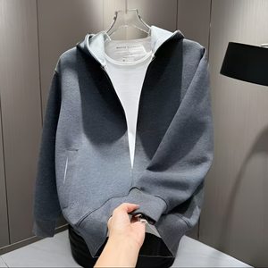 
2025 Autumn high-end texture color-blocked casual hooded jacket men's high-end simple fashion versatile top jacket