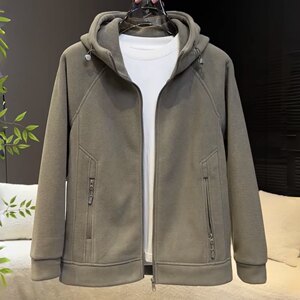 
2025 autumn and winter popular double-sided polar fleece hooded jacket for men, high-end and versatile thickened warm jacket top