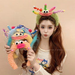 2025 New Cute Monster Plush Headband, Funny and Interesting Hairpin, Face Washing and Photo-Taking Headband, Amusement Park Hair Accessory