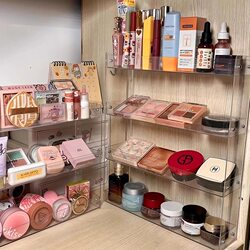 Cosmetic Storage Rack, Desktop Storage Rack, Skin Care Product Organizer, Wall-Mountable Dormitory Transparent Small Display Cabinet