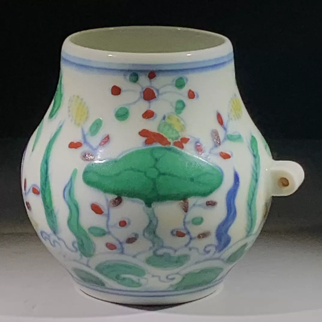 古玩杂项古董旧货瓷器大明成化年制斗彩海藻纹鸟食罐摆件收藏品-Taobao