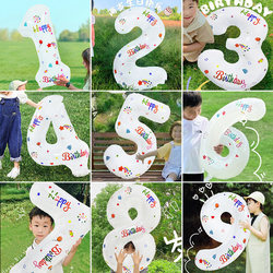 Birthday Cake Balloon Number Decoration Scene Setup for Boys and Girls Children's Happy Birthday Party Ceremonial Props