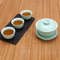 Manufacturer Wholesale Kung Fu Tea Set Ceramic Patterned Gaiwan Set Single Piece Celadon Handmade Indoor Clubhouse Office Tea Cup