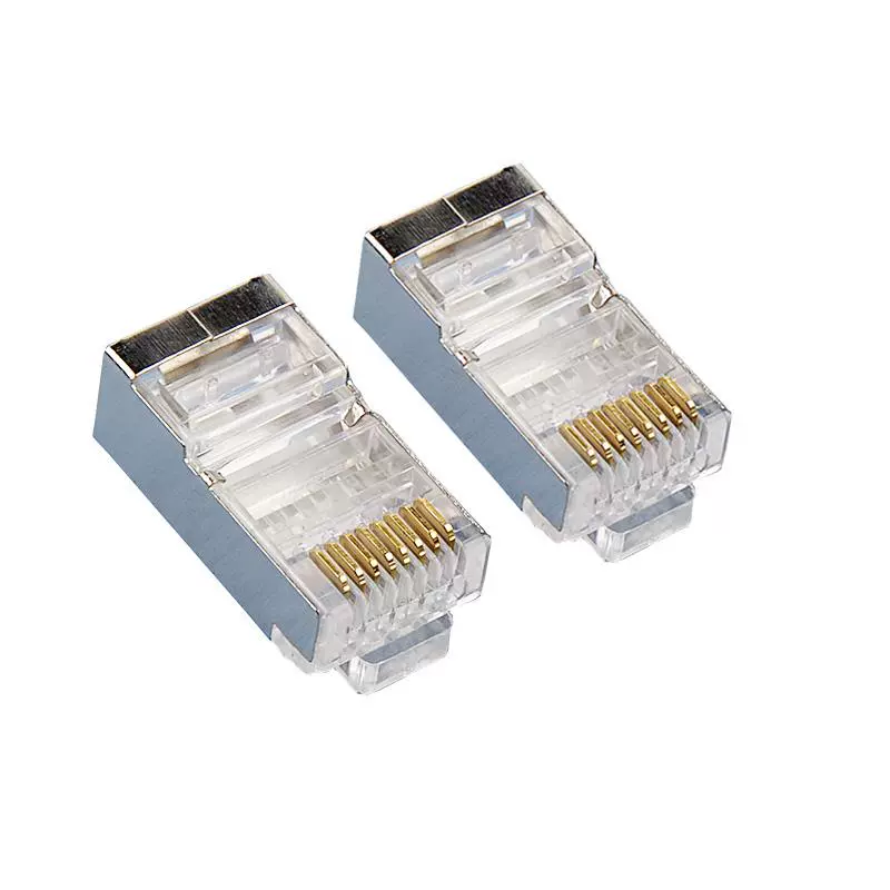 amp安普cat6千兆网络水晶头rj45超六类带屏蔽水晶头100个镀金8p8c