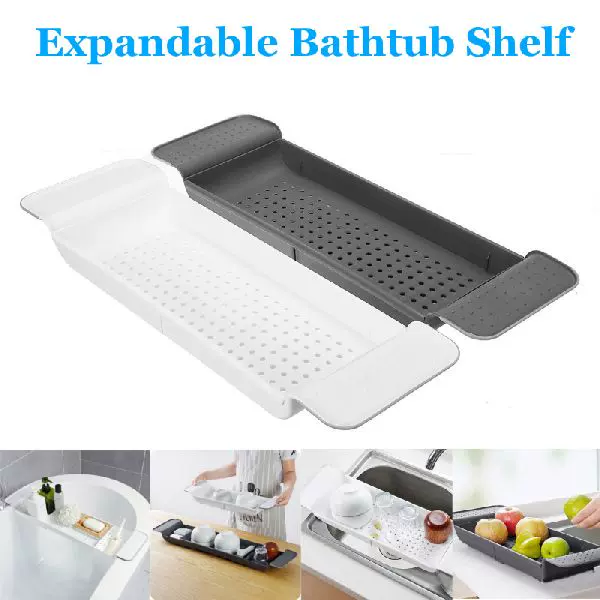 Multi-Function Retractable Bathtub Storage Rack Bath Tray Shelf