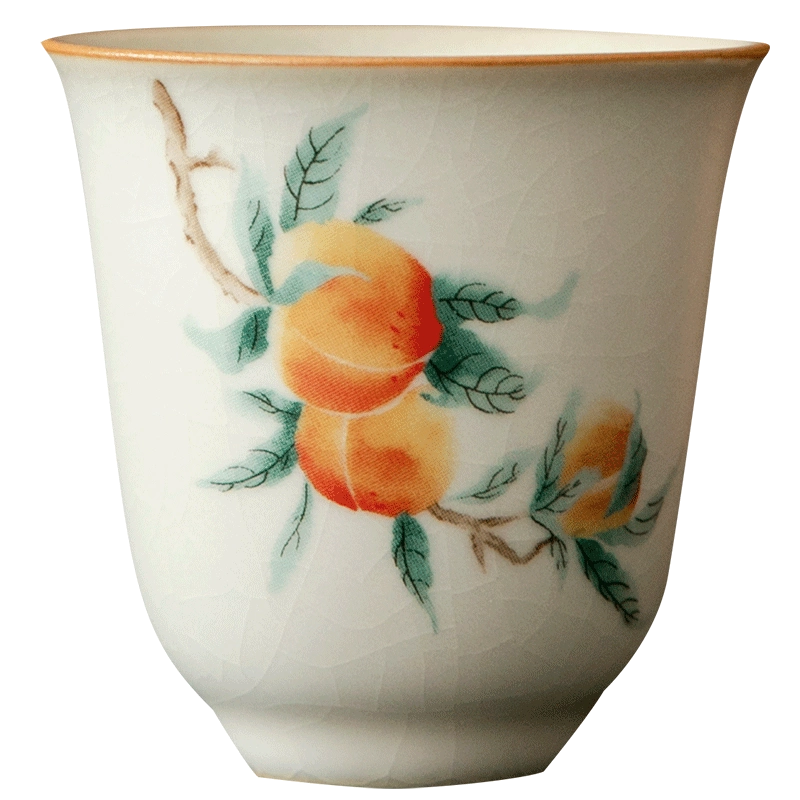 NK23062 中国陶器 若草珍蔵 茶粉釉 染絵小杯 茶道具 酒器 小杯