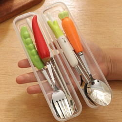 Chopsticks and Spoon Set, Cute Tableware Set, Three-Piece Tableware Set for One Person, Portable Tableware, Chopsticks and Spoon Set