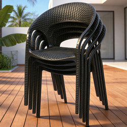 Thickened Plastic Chairs for Home Use, Sturdy and Durable Rattan Dining Chairs, Stackable Cafe Outdoor Chairs with Backrests for Commercial Use