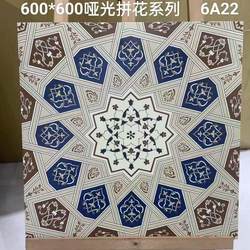 French-Style Vintage Floor Tiles 600X600 Matte Soft-Carved Antique Tiles for Restaurants, Cafes, Hotels, Checkered Tiles