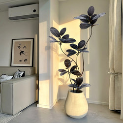 Artificial Plant Black King Kong Floor-Standing Potted Plant, Large Indoor Faux Green Plant Decoration for Living Room, High-End Realistic Fake Tree