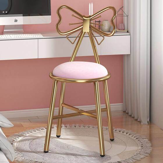 
Butterfly Makeup Chair Backrest Butterfly Chair Nail Art Shop Light Luxury Internet Celebrity Stool Princess Style Girl Makeup Stool