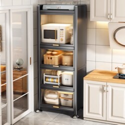 Kitchen Floor-Standing Multi-Layer Storage Rack, Storage Cabinet, Multifunctional Cabinet, Pot Rack, Bowl Cabinet, Narrow Gap Sideboard