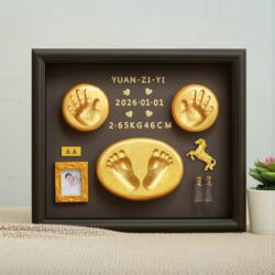 Baby's Full-Month Hand and Foot Print Keepsake, Fetal Hair and Umbilical Cord Collection, 100-Day Hand and Foot Print Ritual, Newborn Gift