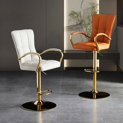 Nordic Light Luxury Bar Stool for Home Use, Modern Simple High Stool for Bar and Cafe, Adjustable Height and Swivel Bar Chair