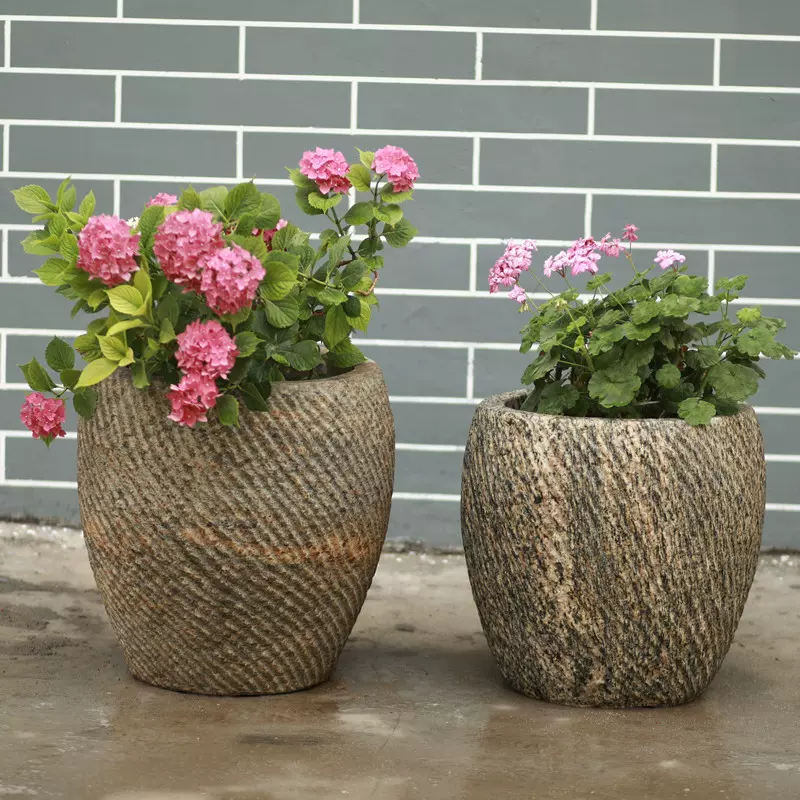 石頭水缸養魚缸養荷花石缸石頭草槽圓形石臼打餈粑舊石水鉢石水槽 Taobao