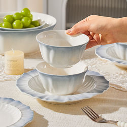 High-End Bowl and Plate Set for Home Use, 2026 New Model Ceramic Rice Bowls with Gradient Underglaze Color, Light Luxury Fish Plates and Tableware