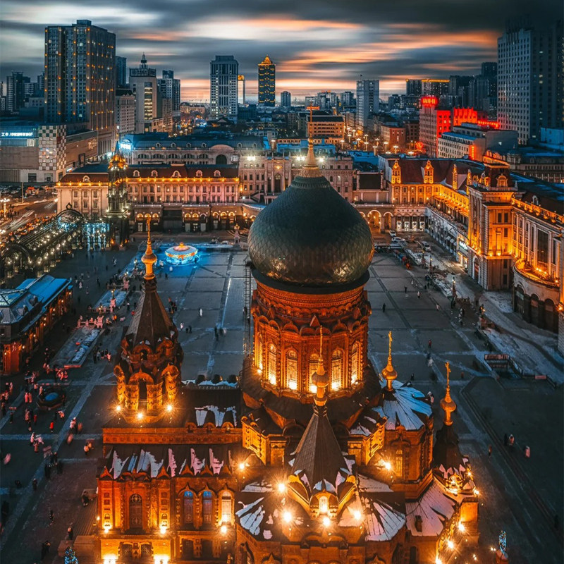 【机票+酒店】黑龙江哈尔滨旅游5天4晚自由行索菲亚教堂中央大街