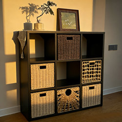 Steel Grid Cabinet Bookshelf for Home Use, Low Wall-Mounted Storage Floor-Standing Shelf, Eight-Compartment Cabinet, Kindergarten Bookcase, Storage Cabinet