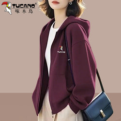 Woodpecker Women's Cardigan Hooded Sweatshirt Jacket 2026 New Spring and Autumn Stylish Mom's Wear Loose Slimming Top