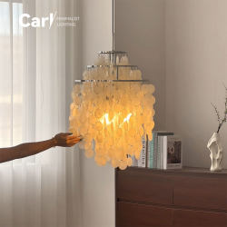 Verpan Scandinavian French Style Living Room and Dining Room Pearl Shell Chandelier Designer Retro Study Bedroom Wind Chime Lamp
