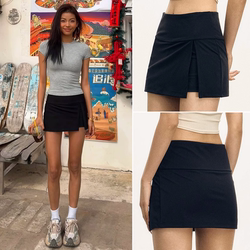 Badminton and Tennis Skirt for Women, Summer Anti-Exposure Slit Sports Short Skirt, Casual Running Fitness Yoga Skirt Pants
