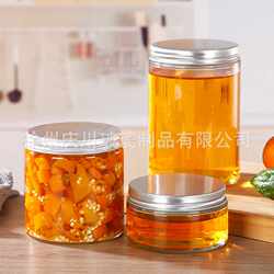 Round glass pickle bottle, six-sided honey bottle, square canning bottle, sealed jar, kitchen storage storage jar