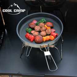 Outdoor folding portable aluminum alloy frying pan steak frying pan camping cooker non-stick coated baking pan frying pan
