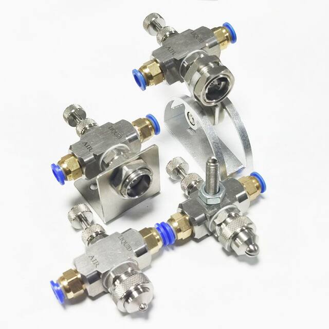 Two -flowing stainless steel mixing air water hybrid siphon pressure -type air atomization nozzle dust removal and humidifying fuel injection mouth
