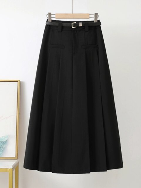 The official flagship pleated skirt with a large hem skirt with a high waist drooping A-line long skirt
