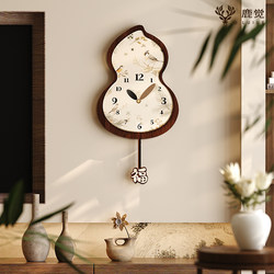 Swinging Living Room Wall Clock, Retro Clock with Painting, Silent, High-End Feel, Wall-Mounted Clock, No Drilling Required, 2025 New Model Quartz Clock