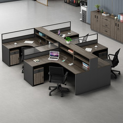 Staff Office Desk and Chair Combination, Simple and Modern, 2/4/6-Person Screen Partition Booth, Office Desk, L-Shaped Finance Desk