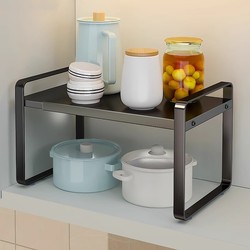 Retractable Kitchen Layered Storage Rack Countertop Double-Layer Storage Rack Household Kitchen Cabinet under Sink Spice Bottle Rack