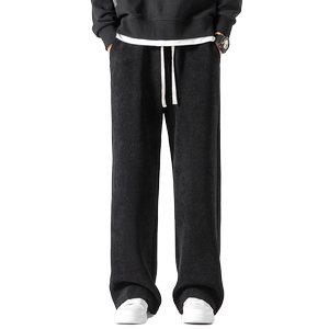 
Huili corduroy pants men's autumn and winter plus velvet thickened sports sweatpants wide-leg straight men's casual trousers