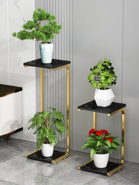 Light luxury flower rack living room balcony floor-standing storage ...