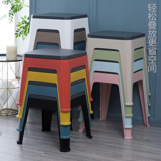Fashionable thickened plastic high stool chair 40cm cm short square ...