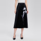 Yingzhishang new Chinese printed skirt spring new black slim high-end and elegant commuter pleated skirt