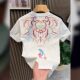 Extra large size 300 Jin [Jin equals 0.5 kg] Summer national trend national style embroidered short-sleeved T-shirt men and women's round neck top T-shirt base shirt